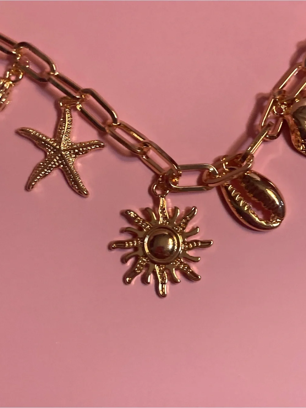 Gold  Beach Charm Necklace